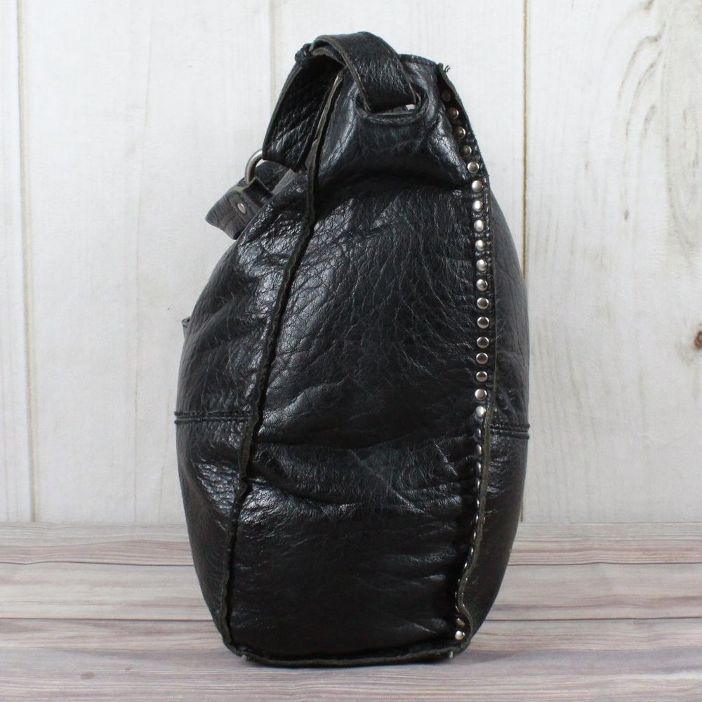 The Sak Black Leather Slouchy Studded Hobo Shoulder Bag Purse Handbag - Picture 2 of 12